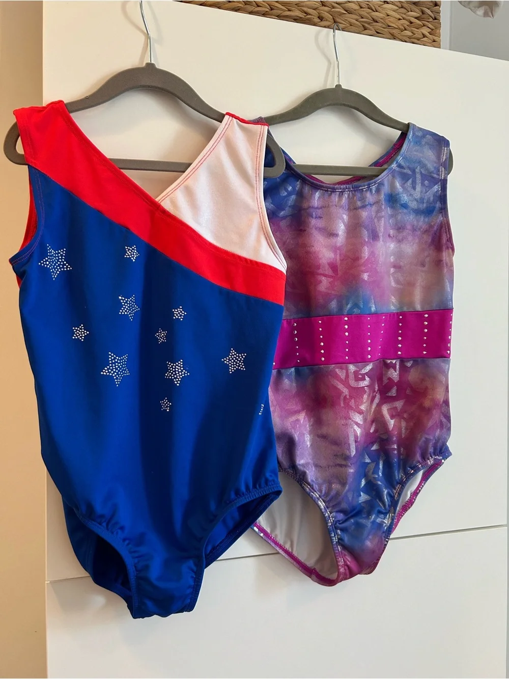 Set of 2 Leotards - Stars and Stripes & Purple, Blue, Pink - Size L (10/12)